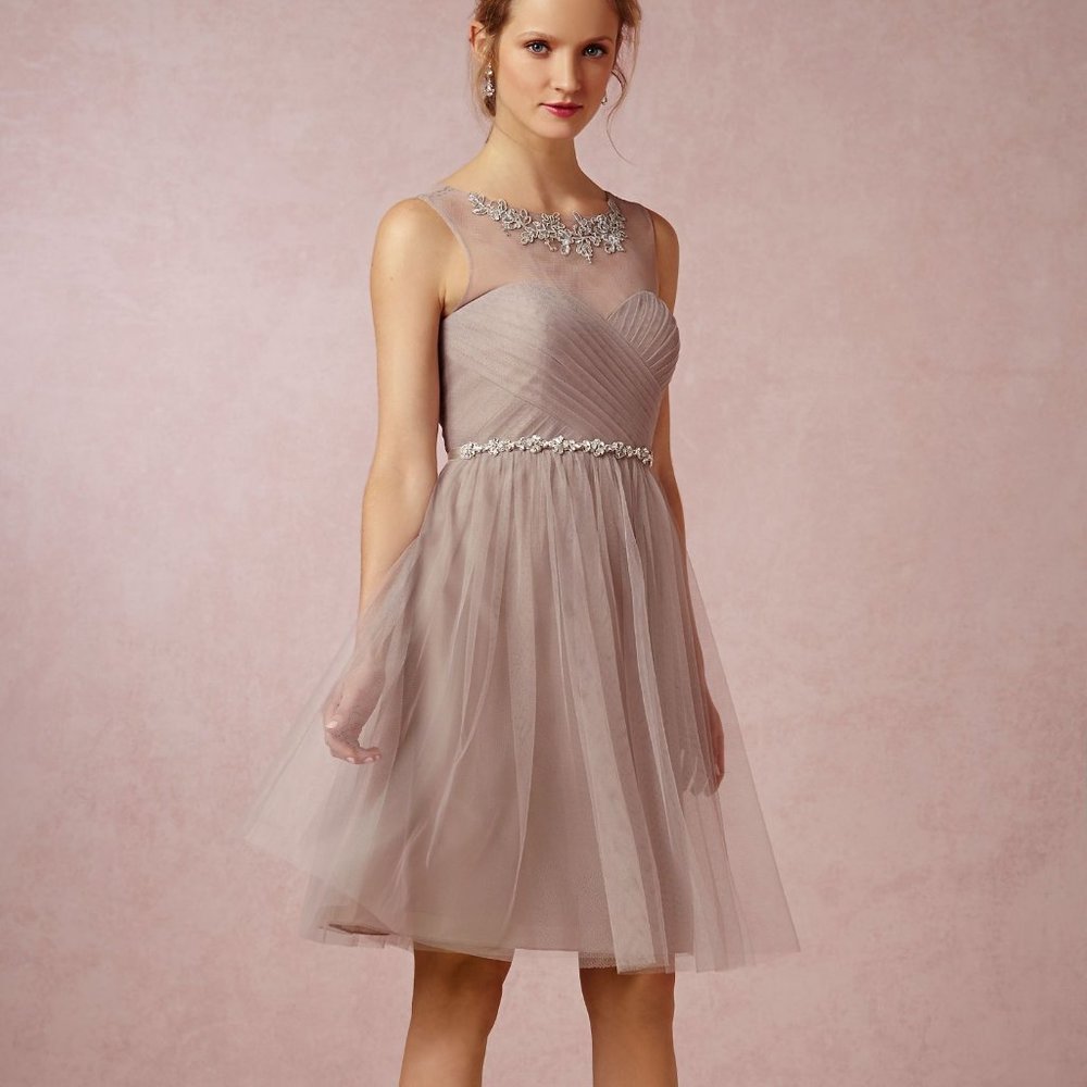 BHLDN Jenny Yoo Chloe Dress in Mink Grey Size 0